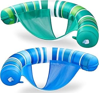 Inflatable Pool Floats Chairs Adults, 2 Packs Floating Noodle Chair with Stripes Design Soft Fabric Covered with Sling for Swimming Pool Water Chair Pool Lounger Party Floaties