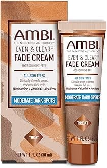 Ambi Even & Clear Fade Cream, Hydroquinone-free, Hyperpigmentation Treatment, Dark Spot Corrector, Results In As Little As 4 Weeks, Niacinamide, Aloe Vera, Vitamin C, 1 Fl Oz