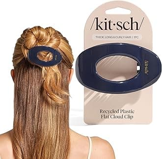 Kitsch Large Flat Claw Clips for Women - Stylish Flat Hair Clips for Women, Strong Hold for Thick & Fine Hair | Non-Slip for Secure, Comfortable All-Day Wear - Blue Orchid