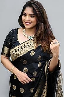 SIRIL Women's Soft Banarasi Silk Jacquard Saree with Unstitched Blouse Piece