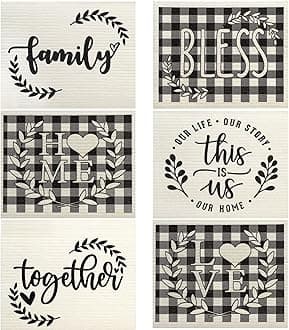 6 Pcs Buffalo Plaid Swedish Kitchen Dish Clothes Absorbent Cotton Kitchen Cloth Reusable Dish Rags Sponge Quick Drying Dish Towels for Kitchen Plate Dishes Mugs Pots Pans Dishcloths, White and Black