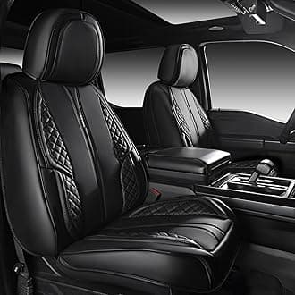 CAR PASS Nappa Leather Car Seat Covers Front Seats Only, Luxury PU Leatherette Seat Covers 2 Pack Waterproof Durable Car Seats Cushion Protector Universal Fit for Sedan SUV Pick-up Truck Van All Black