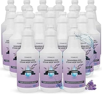 Steam & Go Demineralized Water for Steam Cleaner - PVC-Free Floor Cleaning Solution Compatible for All Steam Mops - Multi-Surface Cleaner for Home Surfaces - Lavender Scent, 32 oz (Pack of 18)