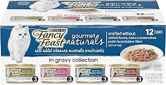 Fancy Feast Purina Natural Gravy Wet Cat Food Variety Pack, Gourmet Naturals in Gravy Collection - (2 Packs of 12) 3 oz. Cans