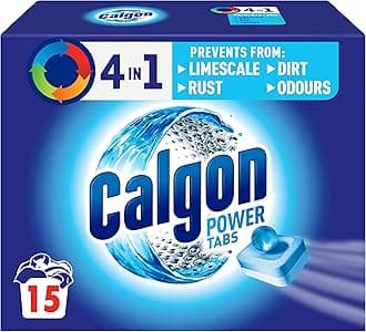 4-in-1 Washing Machine Cleaner and Water Softener Tablets, Removes Limescale & Odours, Deep Clean, Units: 15 Tablets, Pack of 1 (Packaging May Vary)