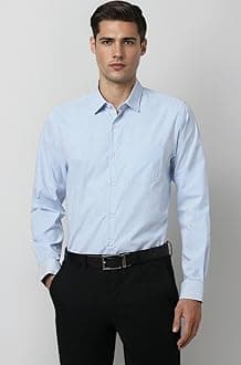 Men's Slim Fit Full Sleeve Pin-Striped Formal Shirt | Cotton-Rich | Wonder Fabric | Pin Point Oxford
