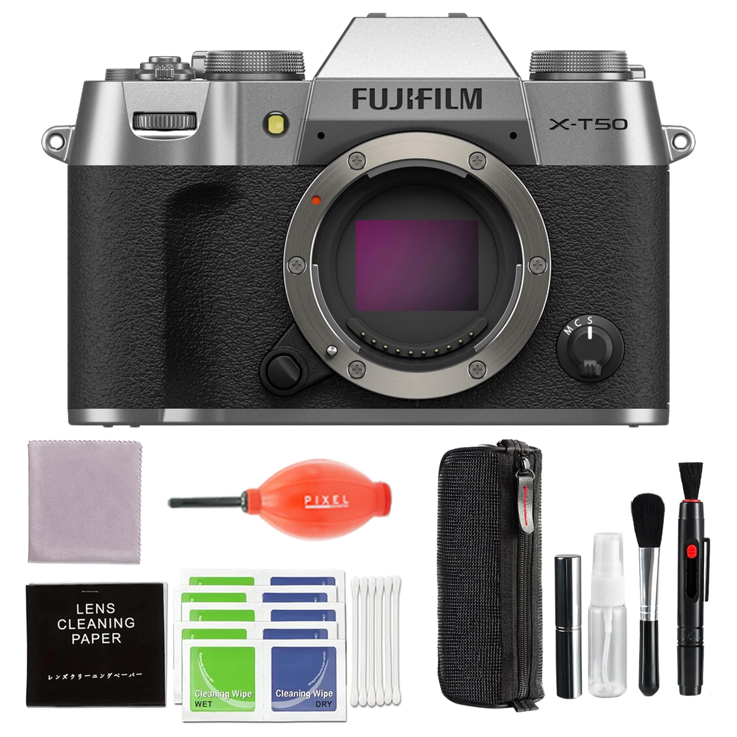 X-T50 Mirrorless Digital Camera Body - Silver Bundle with Additional Accessories