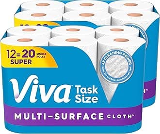 Multi-Surface Cloth Paper Towels, Task Size - 12 Super Rolls (2 Packs of 6) = 18 Regular Rolls (81 Sheets Per Roll)