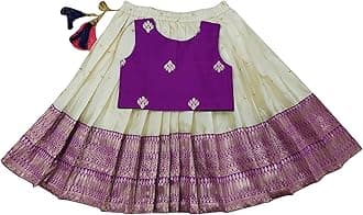 FELIZ THE DESIGNER STUDIO Baby Girl's Readymade South Indian Pattu Pavadai Lehenga Choli For Kid's