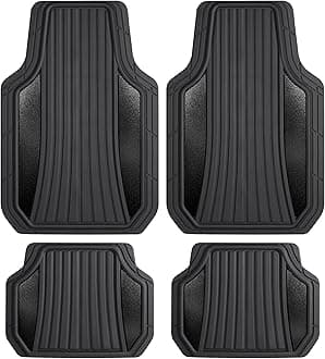 Motor Trend ChromeTech Durable Rubber Car Floor Mats Complete Set with Two-Tone Accents, Interior Weather Protection for Front and Rear with Back