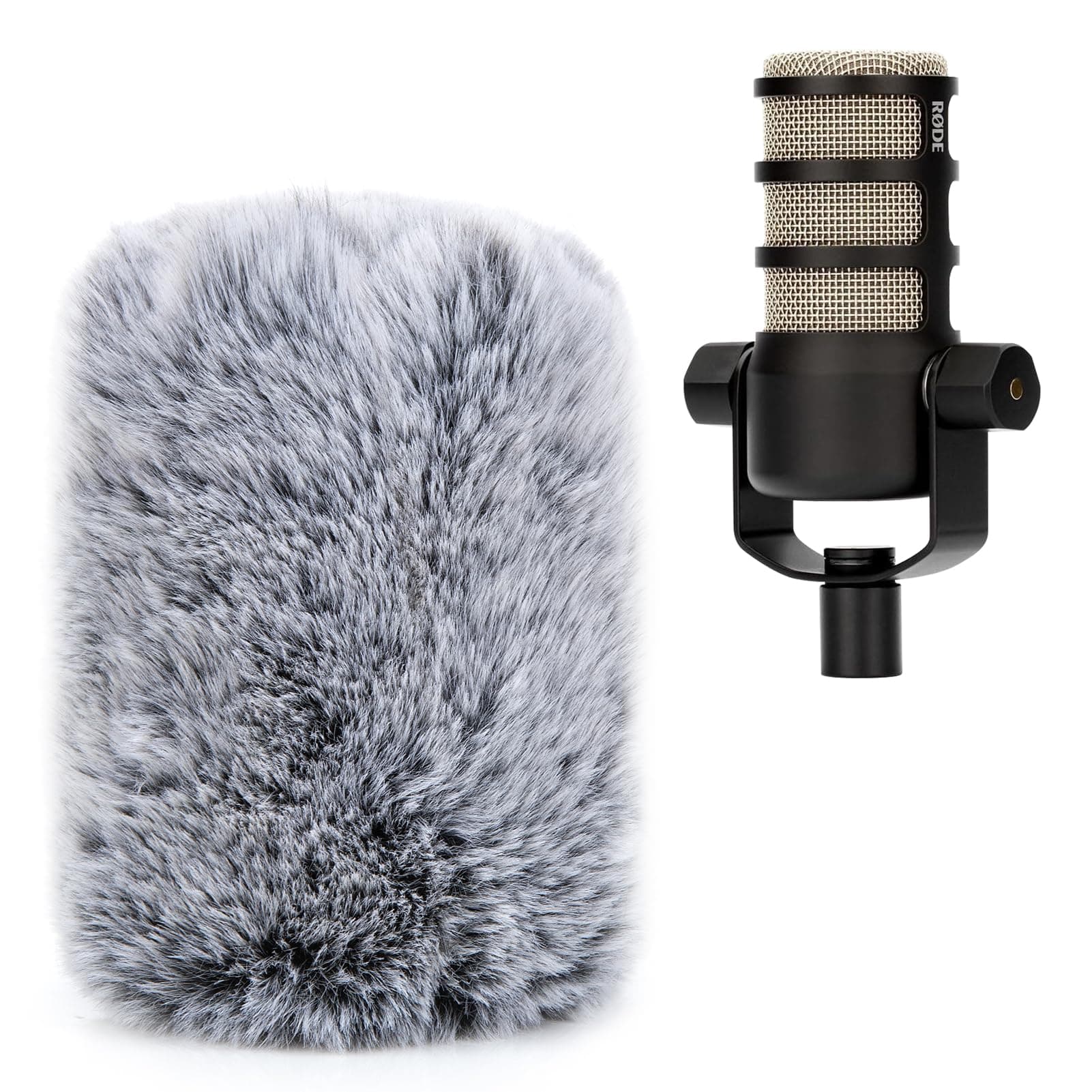 PodMic Pop Filter Furry Cover - Mic Windscreen Wind Cover Customized for Rode PodMic Podcasting Microphone to Blocks Out Plosives(Gray)