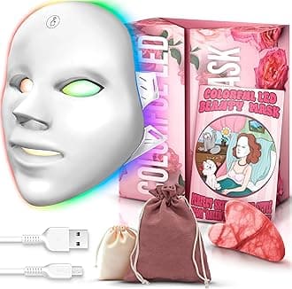 Red Light Therapy for Face, Led Face Mask Light Therapy, 7-1 Colors LED Facial Skin Care Mask, Salon Effect at Home (White)