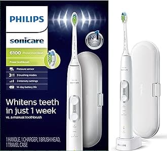Philips Sonicare ProtectiveClean 6100 Rechargeable Electric Power Toothbrush, White, HX6877/21