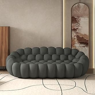 Bubble Couch, Modern Curved Couch, Memory Foam Round Lazy Floor Sofa, 3D Honeycomb Bubble Sofa Curved Sofas for Living Room (Dark Grey, 98.43")