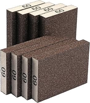 8 Pack Sanding Sponge, Sanding Blocks 60 Grit Assortment, Sand Paper for Wood Furniture, Sander Pads, Washable and Reusable Sandpaper for Drywall Metal Glasses Repair (60 Grit)