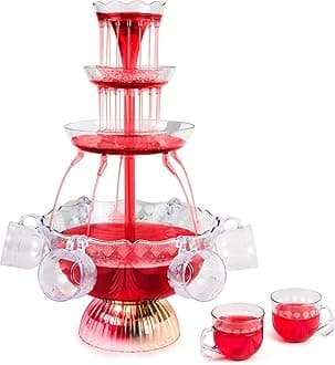 LPF230 3-Tier Lighted Party Fountain, Holds 1.5 Gallons, LED Lighted Base, Includes 8 Reusable Cups