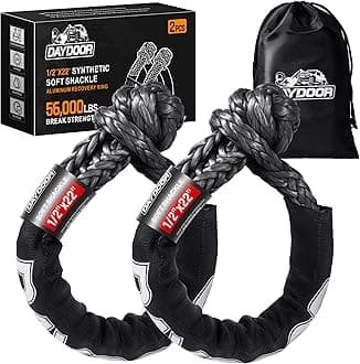 DAYDOOR 56,000 LBS Soft Shackles, 1/2" x 22" (2-Pack) Rope Shackles for Recovery, Winch Accessory for Jeep Wrangler, Bronco, 4Runner, Tacoma, ATV/UTV/Jeeps/SUVs, 4x4 Off-Road(Gray)