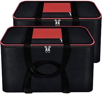 Storite 2 Pack Moisture Proof Nylon Large Size Underbed Storage Bag For Clothes (54 x 46 x 28 cm) - Black, Rectangular