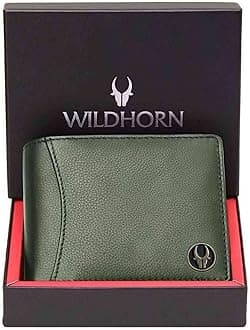 WildHorn RFID Protected Leather Wallet for Men,Green Print