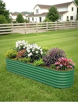 Patio Lawn 8x2x1.5ft Raised Garden Bed,Galvanized Raised Planter Boxes Outdoor with Easy Assembly, Large Garden Bed for Vegetables, Fruits, Flower,Raised Garden Bed,Green