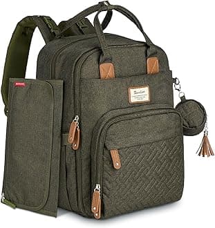 RUVALINO Baby Changing Bag Backpack, Neutral All-in-One Baby Bags for, Multifunction Large Travel Backpack with Portable Changing Pad, Stroller Straps, Pacifier Case and Insulated Pockets