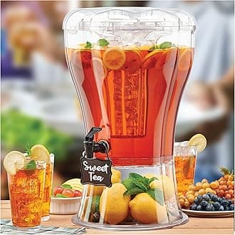 Buddeez 3.5 Gallon Beverage Dispenser - Clear Drink Dispenser, 3.5 Gallon Plastic Beverage Dispenser comes with Stand, Spigot, Ice Cone, Large Punch Dispenser for Parties (Bonus Chalkboard ID Tag)