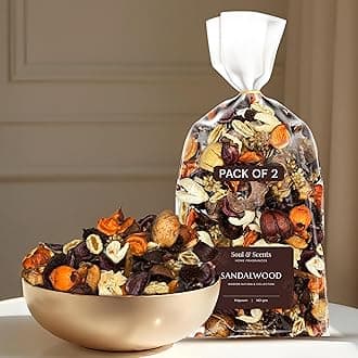 – Soul & Scents Sandalwood Potpourri | Dried Flowers | Fine-Living | Natural Decoration | Mood Enhancer | Perfect for Home Decor, Gifts, and Aromatherapy | Made in India | Pack of 2-140gm Each