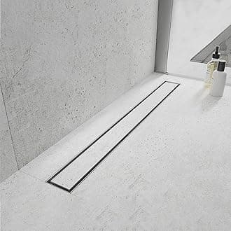Linear Shower Drain, 40 inch Drain with Tile Insert 2-in-1 Panel, Brushed 304 Stainless Steel Shower Floor Drain, Linear Drain with Hair Strainer and Adjustable Feet