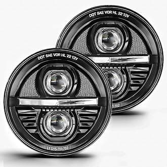 2 pcs 7 Inch LED Headlights Round Z-Shaped Anti-glare H6024 led Headlight 7'' led Headlight Hi/Lo Beam fit for Jeep Wrangler JK TJ CJ fit for Chevy fit for Miata