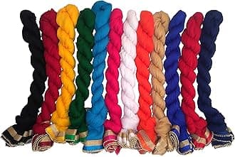 WHITEHEAVEN Women's Faux Chiffon Dupatta Multicolor Combo With Moti Lace (13 Variants)