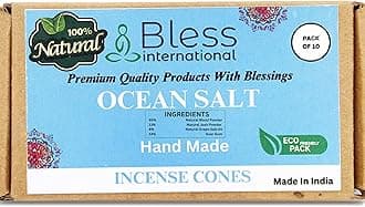 Ocean-Salt 100%-Natural-Incense-Cones Handmade-Hand-Dipped Organic-Chemicals-Free for-Purification-Relaxation-Positivity-Yoga-Meditation The-Best-scents (10 Count)