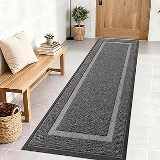 OLANLY Front Door Mat Indoor Outdoor Entrance, Waterproof All-Season, All-Weather Doormat, Sturdy Natural Rubber, Fade Resistant, Low Profile, Easy Clean Patio Porch Entryway Mat, 71x23, Dark Grey