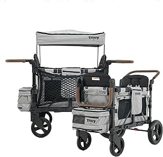 XC EVO - Luxury 2 Passenger Stroller Wagon for Kids | Foldable 2 Passenger Quad Seater with Adjustable Canopy | Gray