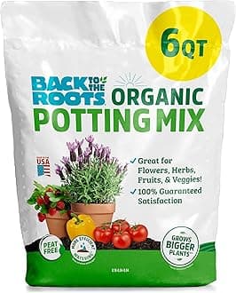 Back to the Roots 100% Organic Potting Mix (6 Quart) | Premium Blend | Made i...
