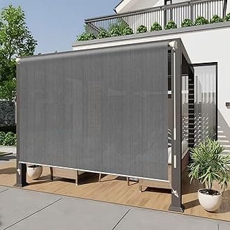 HENG FENG Outdoor Roller Shade 6'(W) x6'(H) Cordless Exterior Roller Shade Patio Shades Roll up Outdoor Blinds for Porch Gazebo,Dark Grey