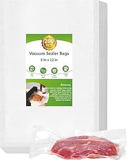 Moretoes 200pcs Vacuum Sealer Bags, Food Saver Bags Quart 8" x 12", BPA Free, Pre-cut Commercial Grade Vac Bags for Food Storage, Meal Prep or Sous Vide