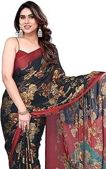 MIRCHI FASHION Women's Stylish Ethnic Chiffon Leheriya Printed Saree with Blouse Piece
