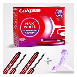 Colgate Max White Teeth Whitening Kit with LED - Reverses Up to 20 Years of Stains* - 2 Pack Teeth Whitening Serums with New Precision Applicator
