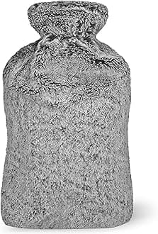 Bramble - 2 Litre Hot Water Bottle Bag with Ultra Soft Fluffy Faux Grey Fur Cover for Pain Relief in Cold Weather - Christmas Secret Santa Present and Xmas Gift