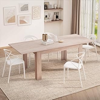 Easy, Extendable Dining Table, 55.1(86.6) x35.4 in, Pearled Elm, Made in Italy