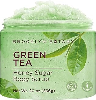 Brooklyn BotanyGreen Tea Honey Sugar Scrub for Body 20 oz – Deeply Hydrating and Gently Exfoliating Body Scrub for Women and Men – Moisturizing and Nourishing the Skin