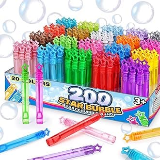 200 Pcs 20 Colors Mini Star Bubble Wand Bulk in Gift Box, Neon Bubbles Party Favors For Kids, Classroom Giveaways, Goody Bags Stuffer, Carnival Prizes Toy, Birthday Treats, Party Supplies for Toddlers