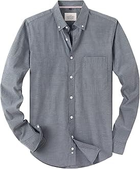 Alimens & Gentle Boys Long Sleeve Solid Button Down Oxford Shirt Collared Cotton Top with Chest Pocket