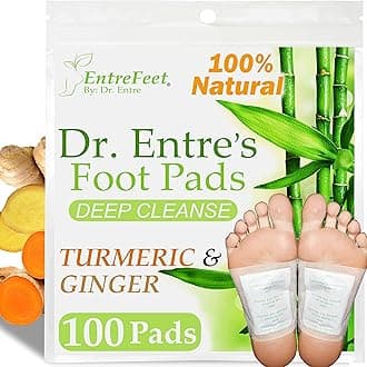 Turmeric & Ginger Detox Foot Patches, 100 Pack: Detox Foot Pads, Deep Cleansing to Remove Toxins & Sleep Better, Foot Detox Patches
