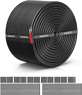 NAOEVO 10 Gauge Wire 2 Conductor Electrical Wire, 10 AWG Stranded PVC Cord, 12V Low Voltage/Tinned Copper/Flexible Cable for Automotive Wiring, Lamp Cord, Marine Cable (100FT)