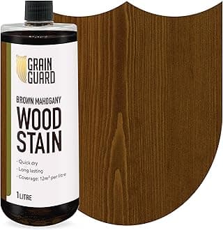 GRAIN GUARD Wood Stain Water Based | Brown Mahogany | 1L | Interior Furniture Stain | Light & Dark Stains | Eco-Friendly & Non-Toxic Wood Dye | Easy Application | Quick Dry & Low Odour