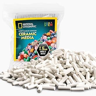 NATIONAL GEOGRAPHIC Ceramic Media for Rock Tumbling – 1.5 lb Ceramic Pellets, Tumbling Media for Rock Polisher, Use with Rock Tumbler Grit, Protects Rocks, Reusable, Rock Tumbling Supplies
