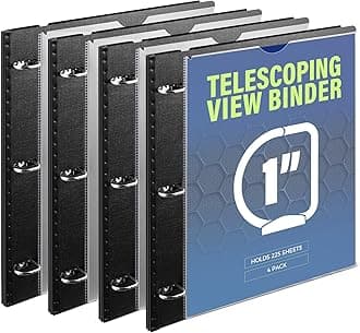 WOT I 4PCS Telescoping 3 Ring Binder 1 Inch, Expandable Flexible Binder - Pat...