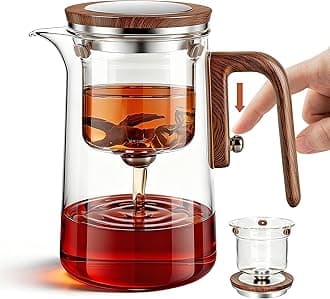MACTANO Enchant Series Glass Magic Teapot with Magnetic Infuser, Modern Personal Tea Pot for Loose Leaf Tea Visual Brewing Easy Clean - 27.05 oz