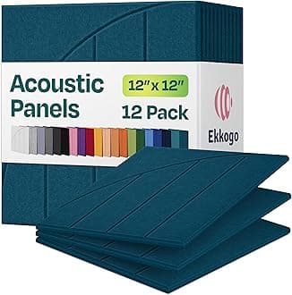 Acoustic Panels 12-Pack Soundproof Wall Panels 12"x12"x0.4" Decorative Sound Dampening for Your Home, Office, Studio, Bedroom & More with Unique ModuArc Carving [Ocean Turquoise]